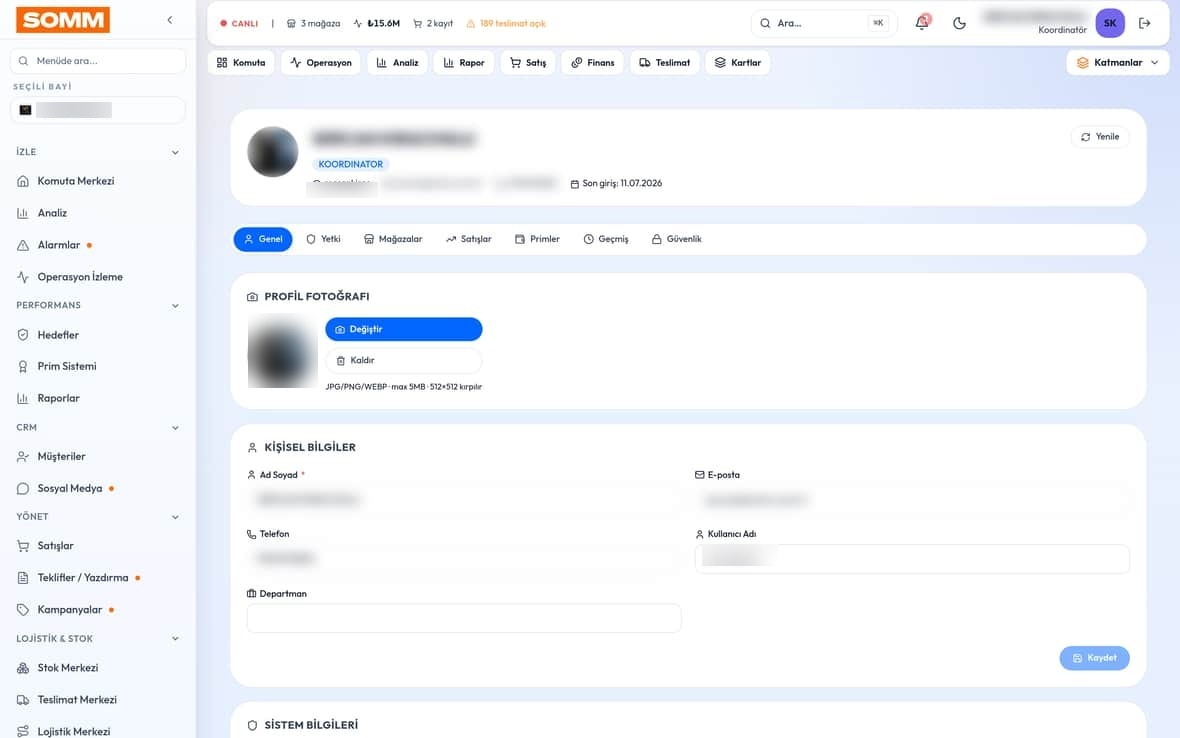 Profil & Hesap SOMM ürün ekranı