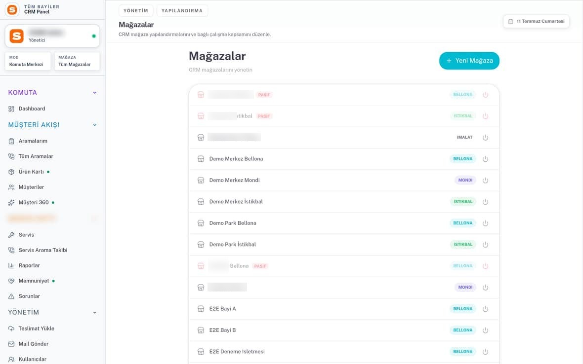 Mağazalar — Kapsam Yapılandırması SOMM ürün ekranı