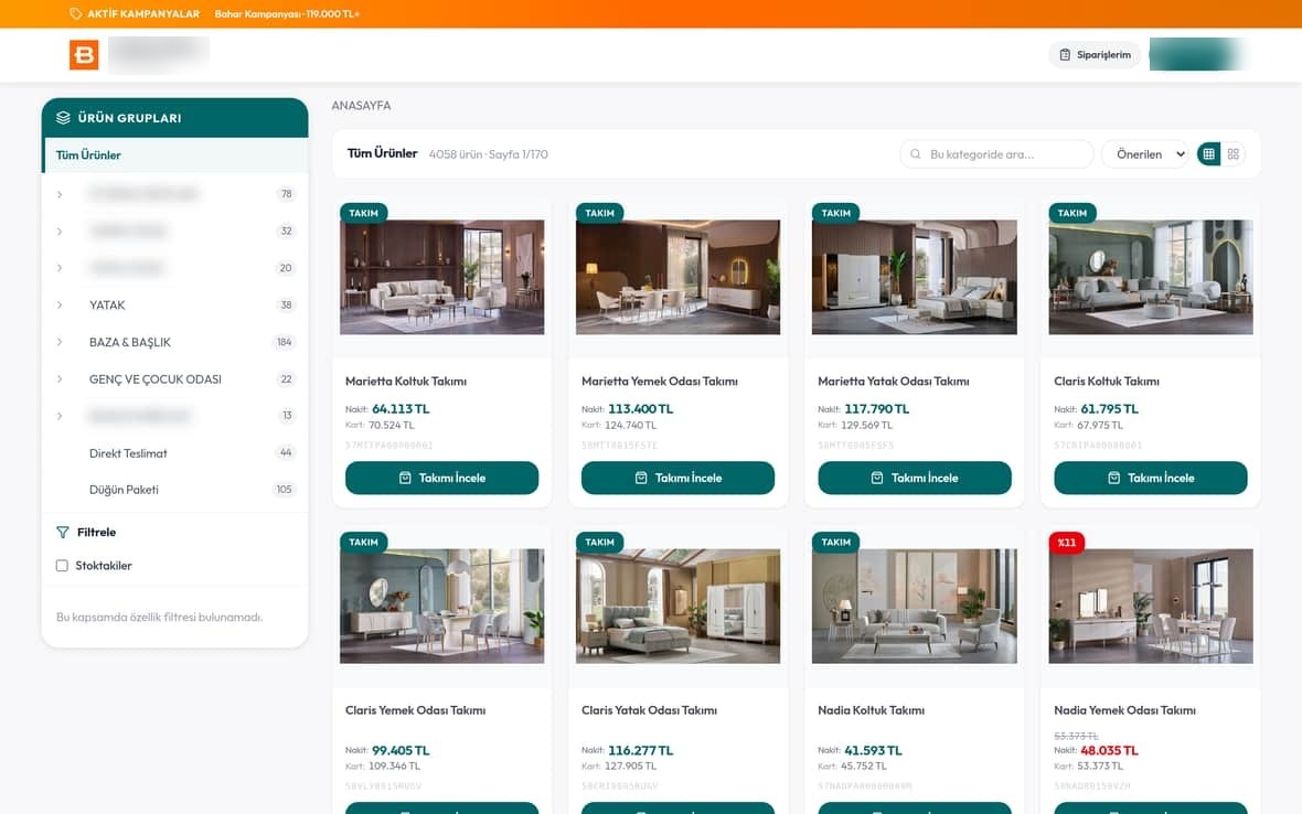 E-Store — Müşteriye Özel Online Mağaza SOMM ürün ekranı